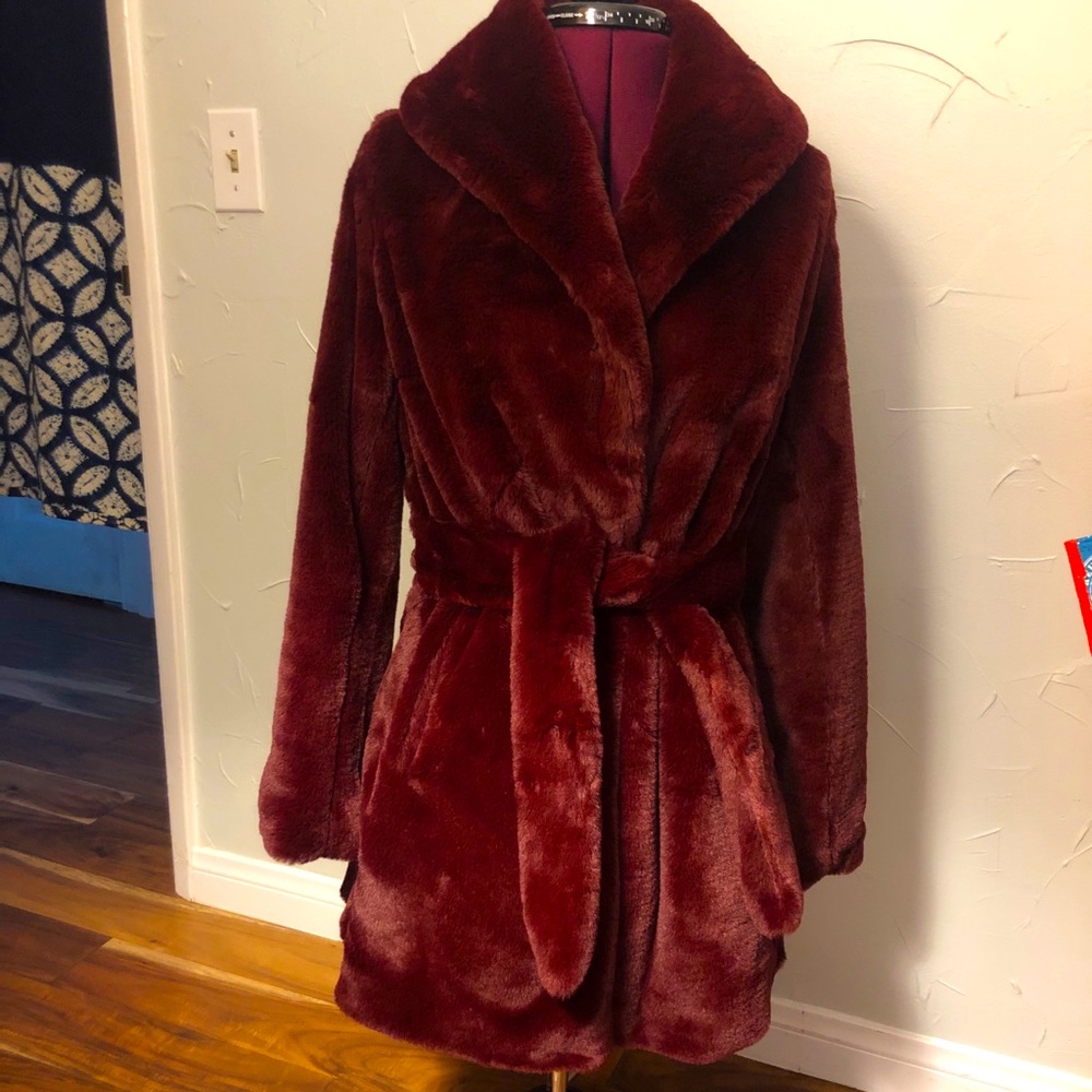 Trina Turk faux fur wrap coat - NWOT